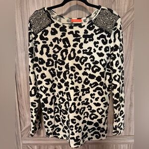 Banjul Black and White Leopard Print Sweater